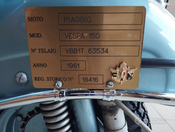 Vespa 150 anno 1961 prima serie originale