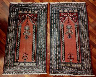 Coppia antichi tappeti Persiani preghiera Bukhara