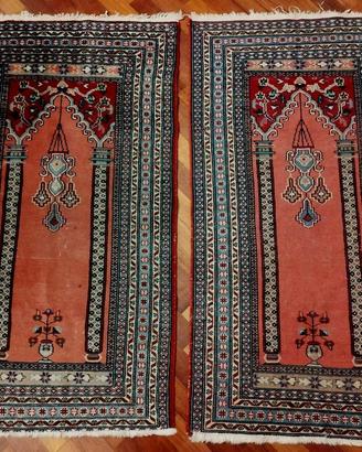 Coppia antichi tappeti Persiani preghiera Bukhara