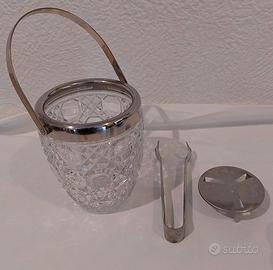 Secchiello porta ghiaccio in  vetro e acciaio