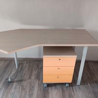 scrivania e cassettiera rovere chiaro