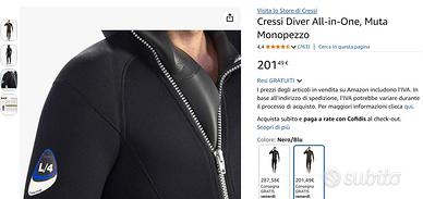 Muta Semistagna 7mm Cressi Diver Monopezzo