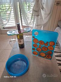 porta bicchieri, tagliere ,ciotola ,