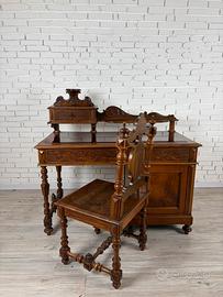 Scrivania da notaio dell'800 con sedia