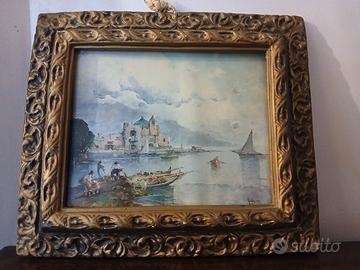 ANTICO QUADRO con CORNICE in GESSO ANTICHITA'