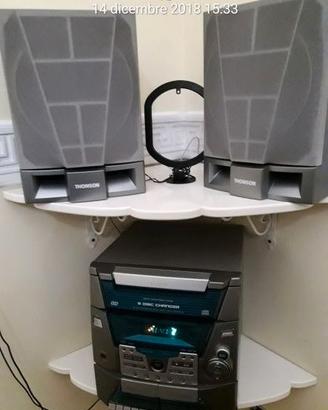 Stereo con 5  CD e doppia cassette vhs