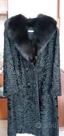 pelliccia agnellino persiano nero collo volpe nera