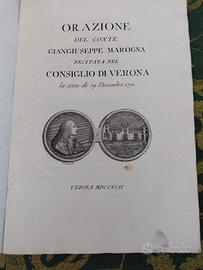 Libro Antico 1792 Orazione Conte Marogna Verona