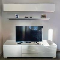 Parete tv attrezzata colore bianco laccato
