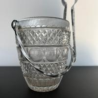 Secchiello portaghiaccio vintage vetro con pinza
