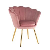 Poltrona moderna velluto rosa con gambe dorate
