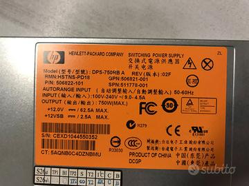 HPE 506822-201 alimentatore 750W  for G6 G7