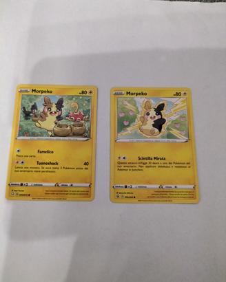 2 carte Pokemon originali di Morpeko di due tipi