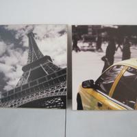 2 quadri misura 30x30 tema Parigi e New York