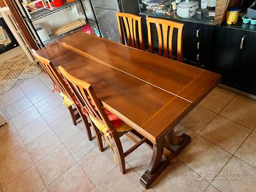 SET Tavolo allungabile in legno 160cm + 4 sedie