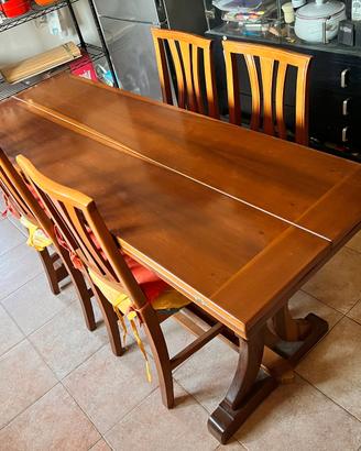 SET Tavolo allungabile in legno 160cm + 4 sedie
