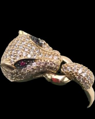 ANELLO ORO PANTERA BRILLANTI