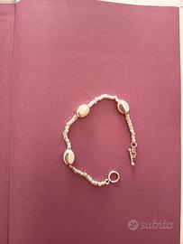 Bracciale argento a granelli e elementi ovali
