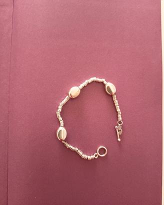 Bracciale argento a granelli e elementi ovali