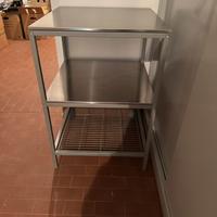 Mobile acciaio inox con ruote e ripiani