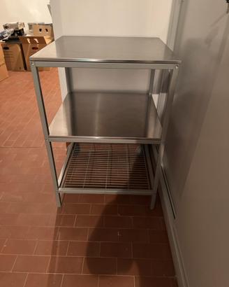 Mobile acciaio inox con ruote e ripiani