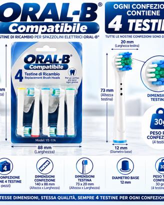 ORAL-B - 4 TESTINE  COMPATIBILI SPAZZOLINO ELETTRI
