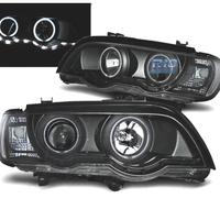 FARI XENON BMW X5 E53 99-03 ANGEL EYES FONDO NERO 
