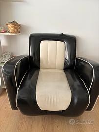 Poltrona vintage modernariato design nero e panna