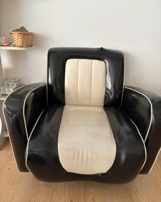 Poltrona vintage modernariato design nero e panna