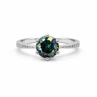 Anello solitario Moissanite 1 ct - Verde Rainbow