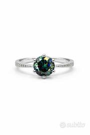 Anello solitario Moissanite 1 ct - Verde Rainbow