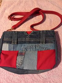 borsa jeans fatta a mano con tracolla