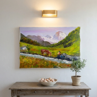 Antico dipinto olio su tela materico