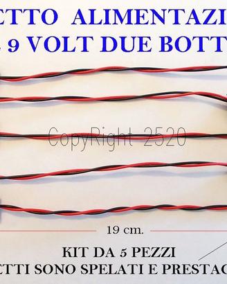 5 CLIP PILA 9 VOLT Cavetto Cavo batteria Alimentaz