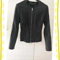 Marella-elegante giacca nera in ecopelle da donna
