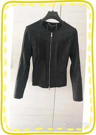 Marella-elegante giacca nera in ecopelle da donna