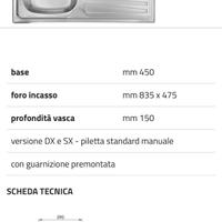 Lavello CM per cucina da incasso NUOVO