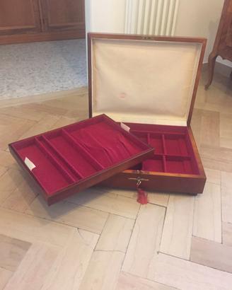 Scatola per gioielli o posate in legno e velluto