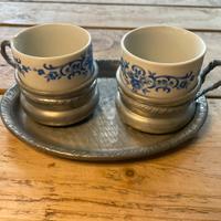 Tazzine vintage peltro e ceramica bavarese