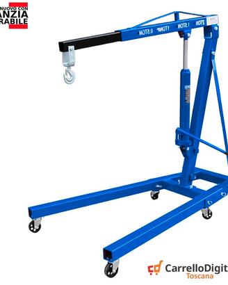 Gru idraulica Pieghevole 2T da officina. Blu