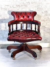 Poltrona Chesterfield inglese da ufficio vintage