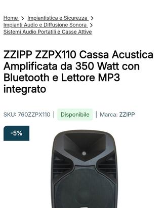cassa amplificata zzpx 110,350w