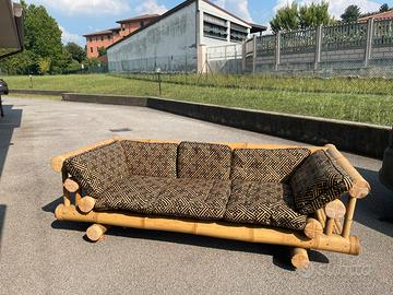 Divano in bambù 3-4 posti con cuscini