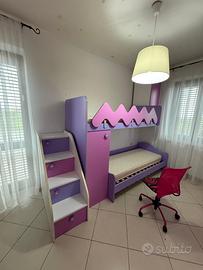 Cameretta completa con letto a castello e armadio