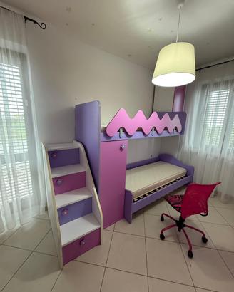 Cameretta completa con letto a castello e armadio
