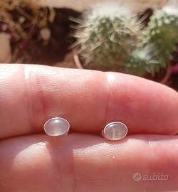 Orecchini in Quarzo rosa,montati su Argento 925