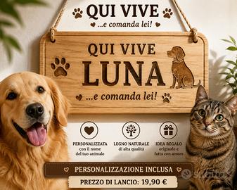 🐾 Targhetta personalizzata "QUI VIVE..."