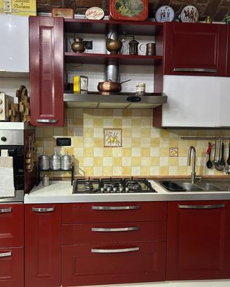Cucina legno massello rossa completa - 3 metri