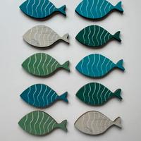 Set 10 Pesci Decorativi In Legno 2D Parete Mare Oc