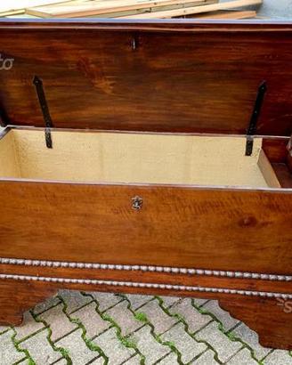 Cassapanca Baule Mobile Noce Massiccio 1850